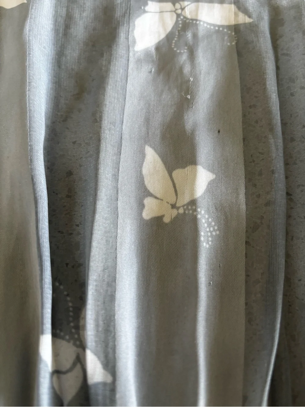 Vintage Butterfly Scarf 11”x52” Lavender White Satin Stripes